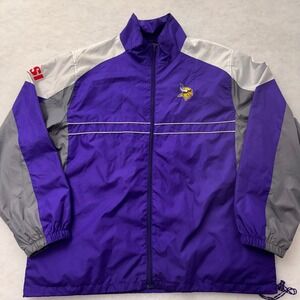 Vintage Minnesota Vikings Jacket XL Dunbrooke NFL Purple Windbreaker Zip Up 90s